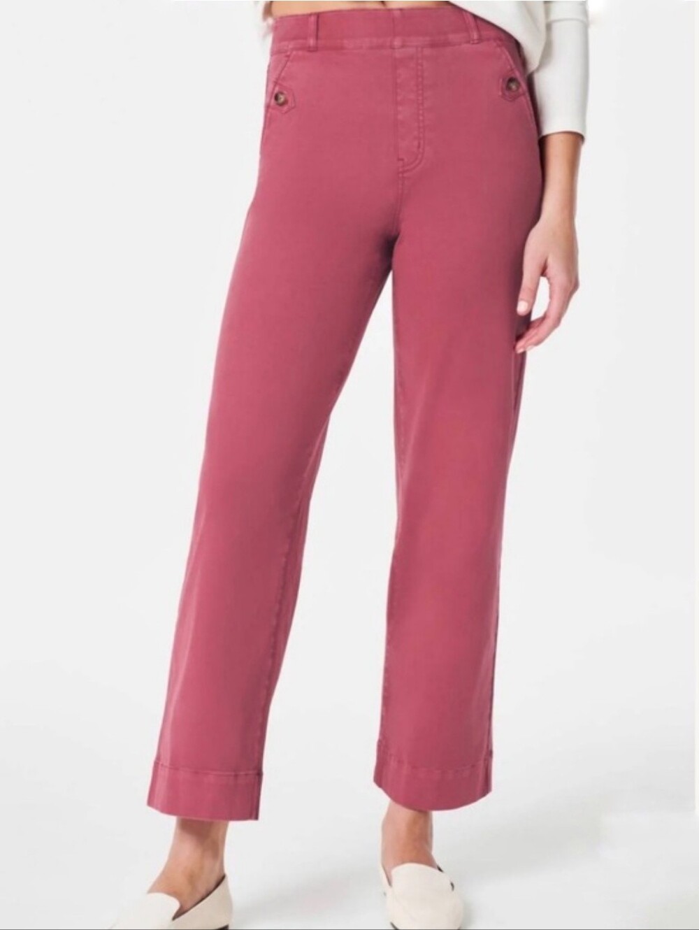EUC Spanx Stretch Twill Cropped Pant In Wild Rose XL Petite